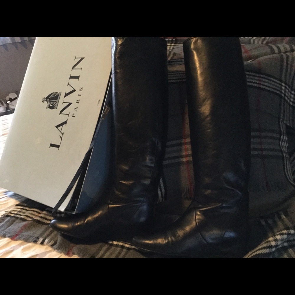 Lanvin leather hidden heel wedge boots